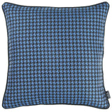 Blue And Black Houndstooth Decorative Throw Pillow Cover