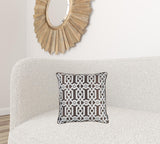 Brown And White Jacquard Geo Decorative Throw Pillow Cover