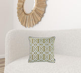 Celadon And White Jacquard Geo Decorative Throw Pillow Cover