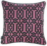 Fuchsia And Black Jacquard Geo Decorative Throw Pillow Cover