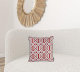 Red And White  Jacquard Geo Decorative Throw Pillow Cover