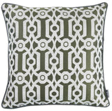 Khaki Green And White Jacquard Geo Decorative Throw Pillow Cover