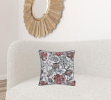 Red Jacquard Leaf Decorative Throw Pillow Cover