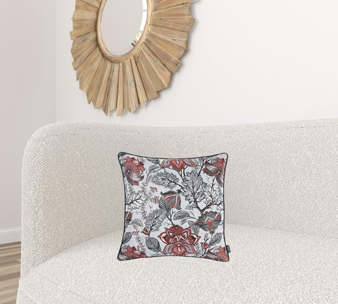 Red Jacquard Leaf Decorative Throw Pillow Cover