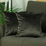 Set Of 2 Chocolate Brown Velvet Decorative Throw Pillow Covers