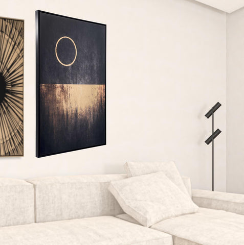 Modern Black and Gold Moon Canvas Wall Art