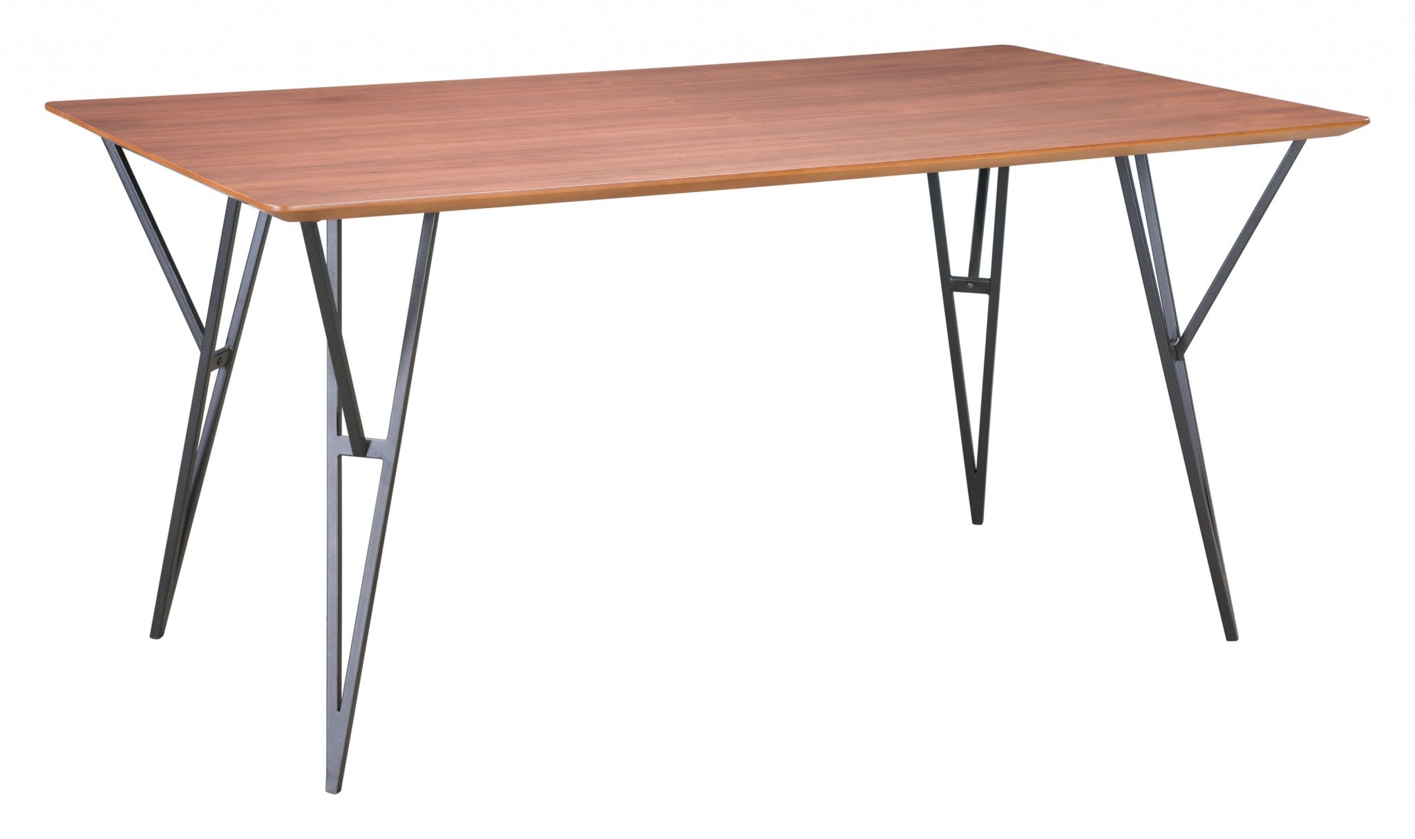 Wooden Dining Table with Steel Base
