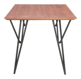 Wooden Dining Table with Steel Base