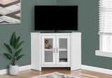 White Corner TV Stand With Glass Doors