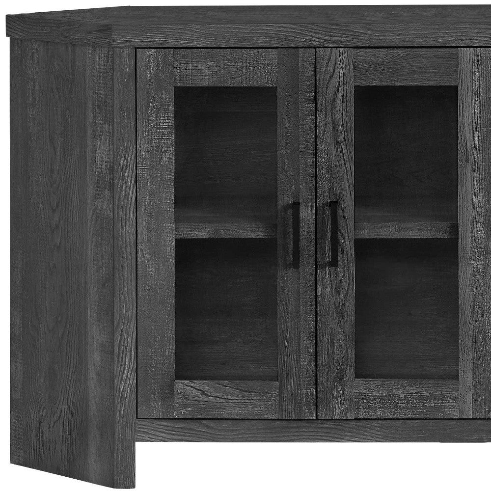 42" X 15.5" X 30" Black Reclaimed Wood-Look Corner TV Stand