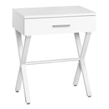 22" White End Table With Drawer