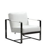 36" White And Black Fabric Arm Chair