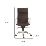 Brown Faux Leather Seat Swivel Adjustable Task Chair Leather Back Steel Frame