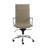 Taupe Faux Leather Seat Swivel Adjustable Task Chair Leather Back Steel Frame