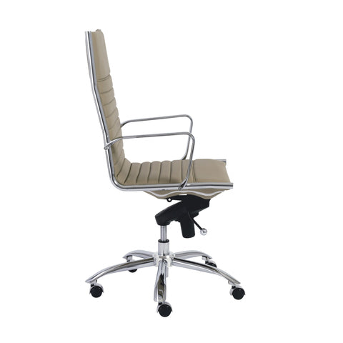 Taupe Faux Leather Seat Swivel Adjustable Task Chair Leather Back Steel Frame