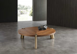 55" Natural And Gold Solid Wood Round Coffee Table