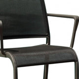 Set Of 4 Gray Stackable Aluminum Sling Arm Chairs