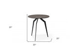 20" Black And Gray Ceramic Tile Round End Table