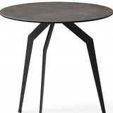 20" Black And Gray Ceramic Tile Round End Table