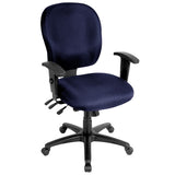 Navy Blue and Black Adjustable Swivel Fabric Rolling Office Chair