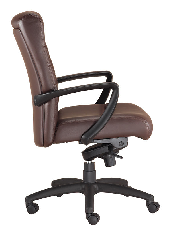 Brown and Black Adjustable Swivel Faux Leather Rolling Office Chair