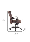 Brown and Black Adjustable Swivel Faux Leather Rolling Office Chair