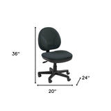 Ebony and Black Adjustable Swivel Fabric Rolling Office Chair