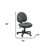 Ebony and Black Adjustable Swivel Fabric Rolling Office Chair