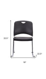 Set of Four Black and Silver Plastic Office Chair