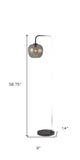 59" Black Task Floor Lamp With Black Globe Shade