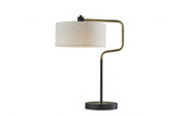 Black Metal With Brass Adjustable Swing Arm And Drum Shade Table Lamp