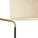 57" Black Swing Arm Floor Lamp With White Drum Shade
