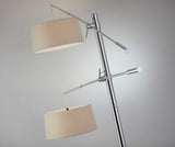 102" Steel Two Light Adjustable Swing Arm Floor Lamp With Beige Solid Color Empire Shade