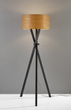 62" Black Tripod Floor Lamp With Brown Drum Shade