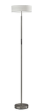 72" Steel Led Torchiere Floor Lamp With White Solid Color Drum Shade