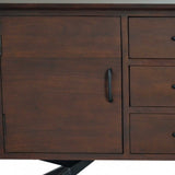 18" Brown And Black Solid Wood Three Drawer Combo Dresser