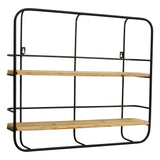 S 2 Farmhouse Wood Shelves With Black Metal Frame