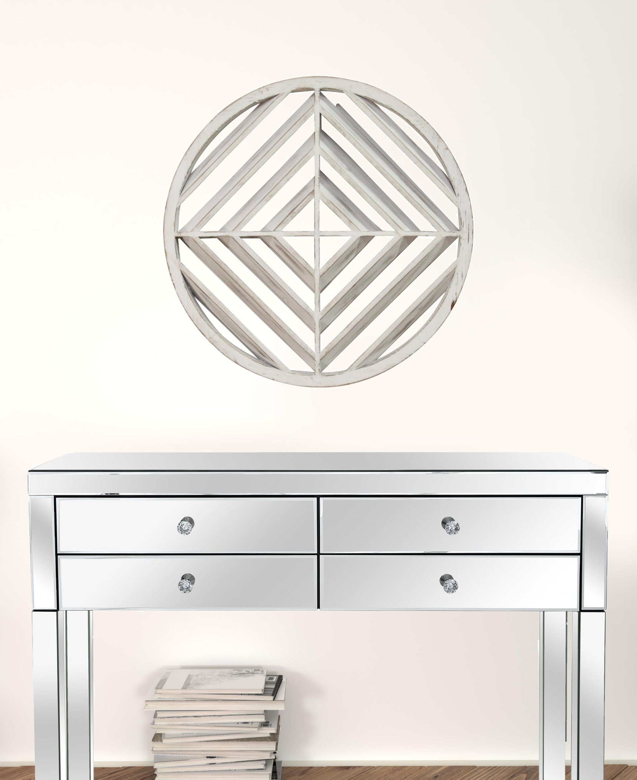 Modern Scandinavian Inspired White Wood Medallion Wall Decor