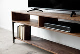 60" Brown Wood Open Shelving TV Stand