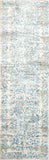 10'X13' Ivory Blue Machine Woven Distressed Floral Indoor Area Rug