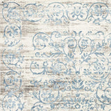 10'X13' Ivory Blue Machine Woven Distressed Floral Indoor Area Rug