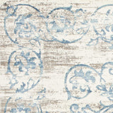 10'X13' Ivory Blue Machine Woven Distressed Floral Indoor Area Rug
