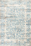 10'X13' Ivory Blue Machine Woven Distressed Floral Indoor Area Rug