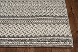 8' Grey Machine Woven Uv Treated Awning Stripes Indoor Outdoor Runner Rug