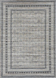 4'X6' Grey Machine Woven Uv Treated Bordered Chevron Indoor Outdoor Area Rug