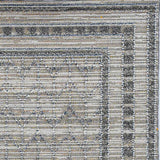 4'X6' Grey Machine Woven Uv Treated Bordered Chevron Indoor Outdoor Area Rug