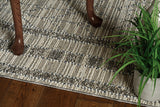 4'X6' Grey Machine Woven Uv Treated Bordered Chevron Indoor Outdoor Area Rug