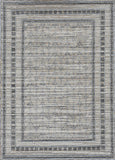 4'X6' Grey Machine Woven Uv Treated Bordered Chevron Indoor Outdoor Area Rug