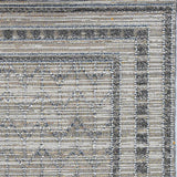 4'X6' Grey Machine Woven Uv Treated Bordered Chevron Indoor Outdoor Area Rug