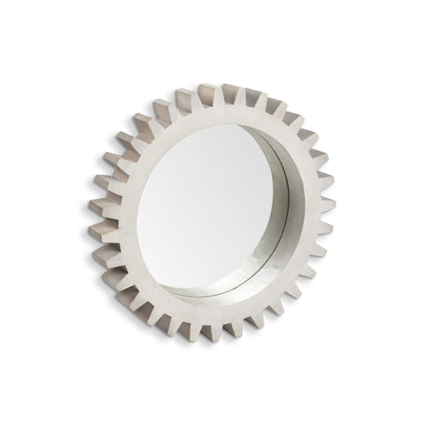 26" Round White Wood Frame Wall Mirror